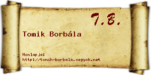 Tomik Borbála névjegykártya